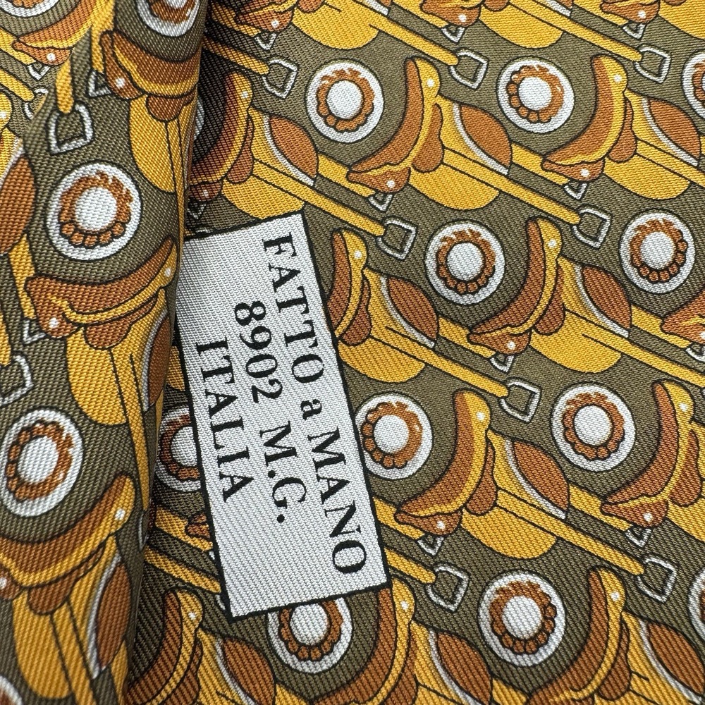 VTG‎ Style Gucci Italy Made Tie Horse Equestrian Theme Saddle - Picture 6 of 7
